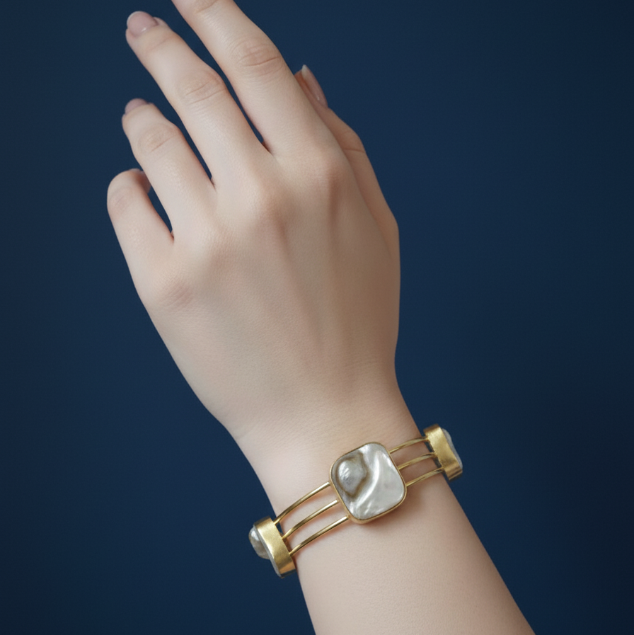 Gold polish natural stone bracelet for women