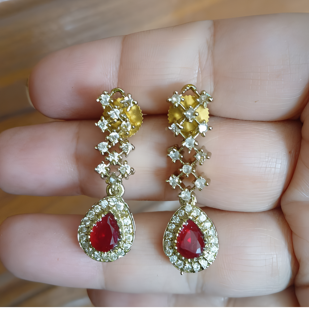 Gold American Ad & Kundan Drop & Dangle Earrings