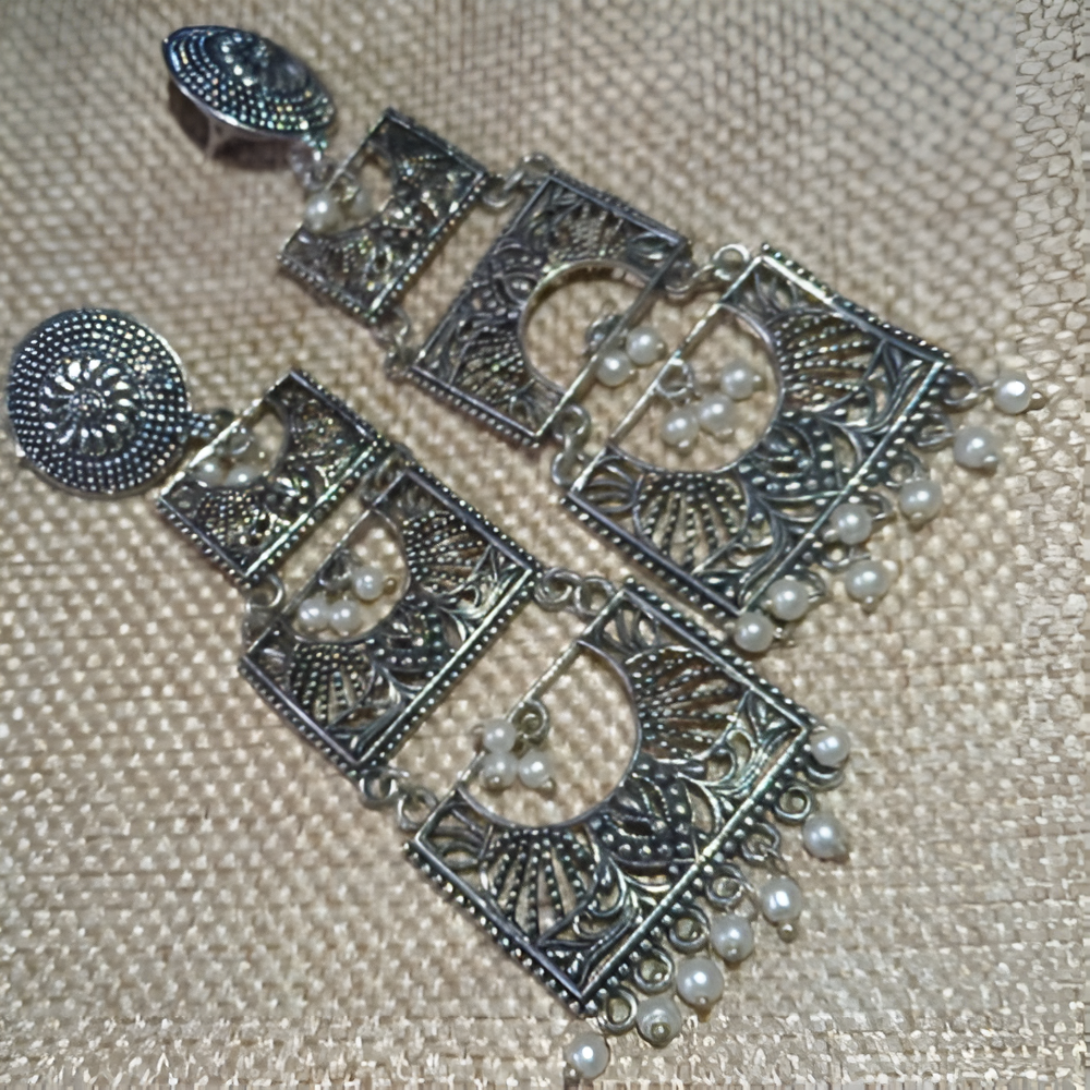 Lovely Ethnicwear Layered Oxidised  Earrings for Women