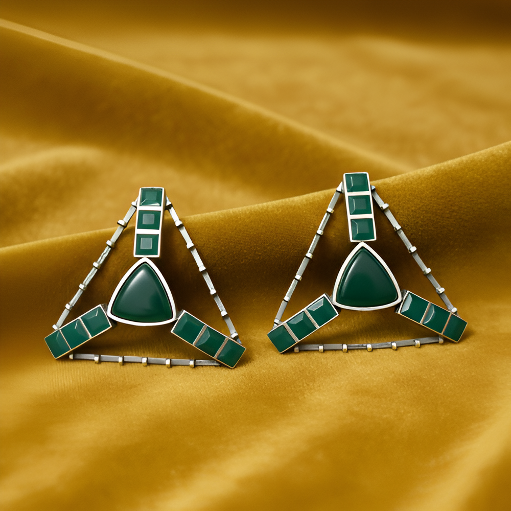 Triangular Big Stud Contemporary Earrings