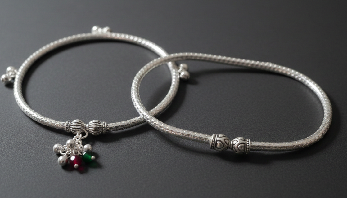 Layered Silver Anklets Stack: Boho Chic for the Modern Woman | [SOOMA], Ankle Stack 3