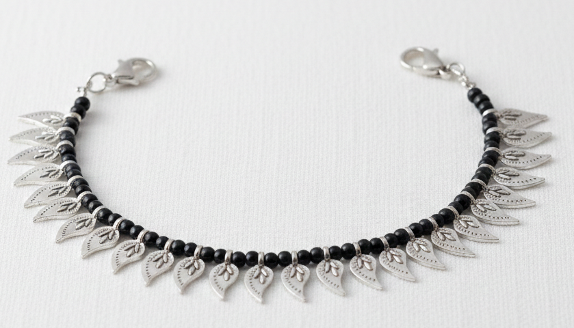 Black Designer Anklet - Sophisticated and Versatile