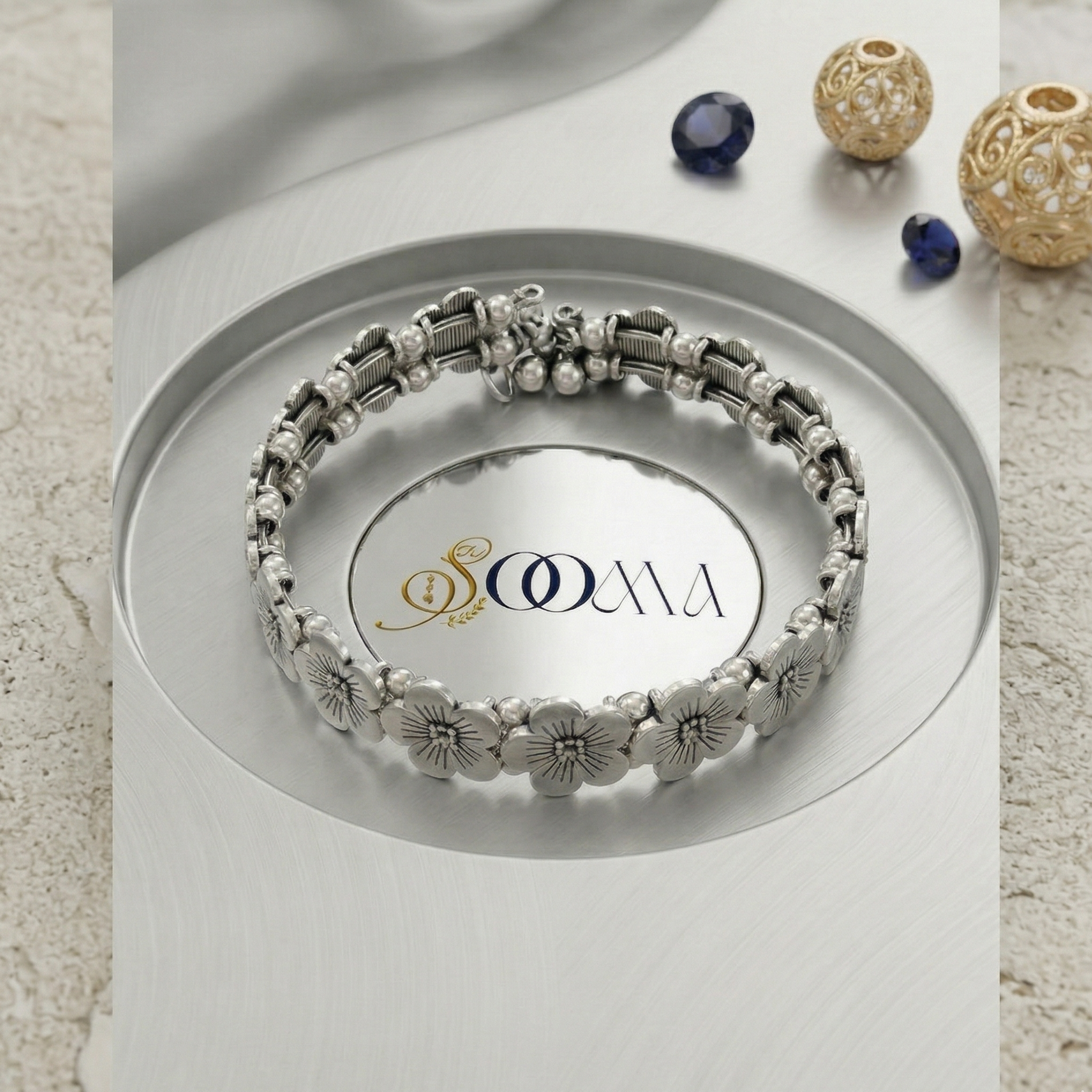 Silver Ankle Bracelet with adjustable chain on a woman's ankle