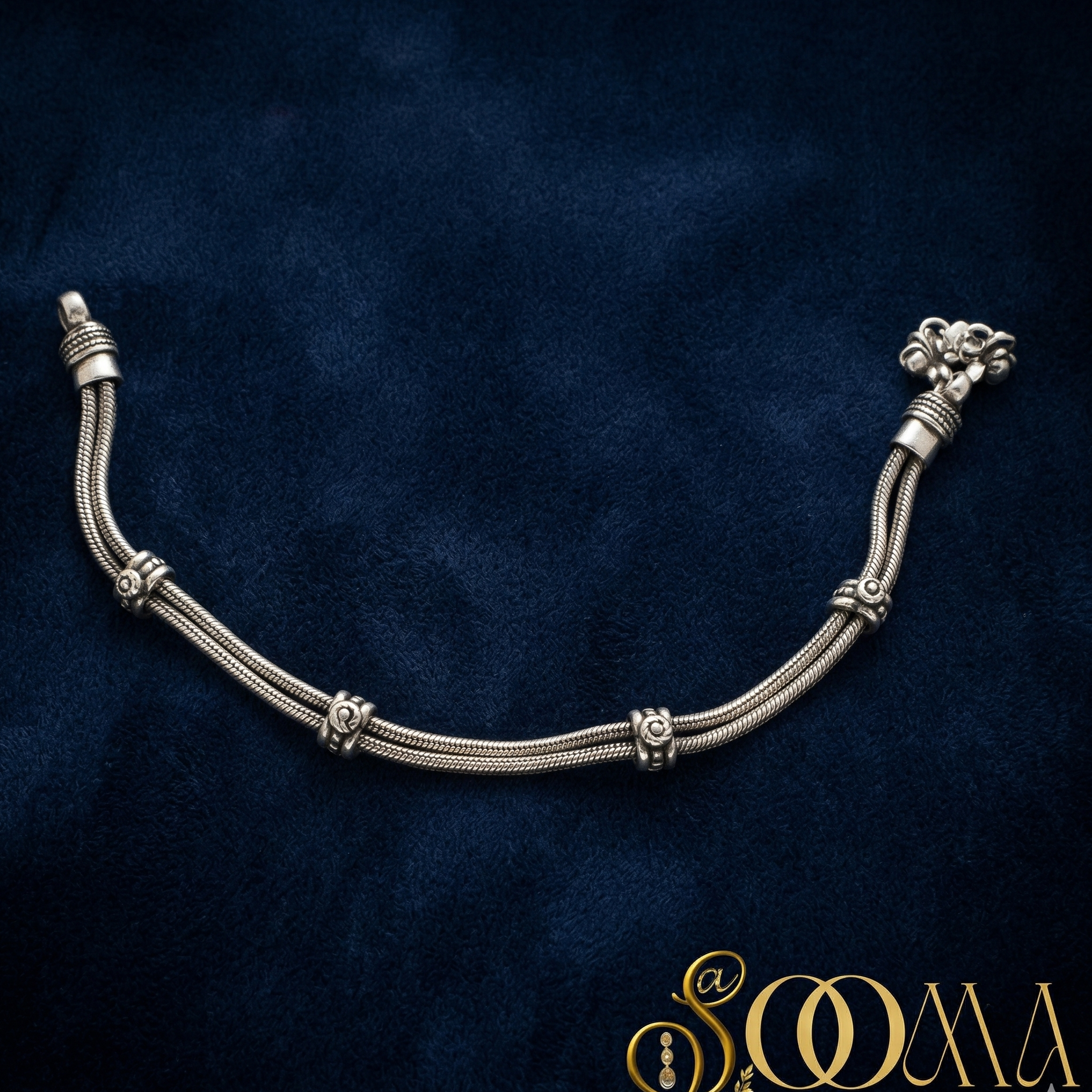 Oxidised Silver Snake Chain Anklet
