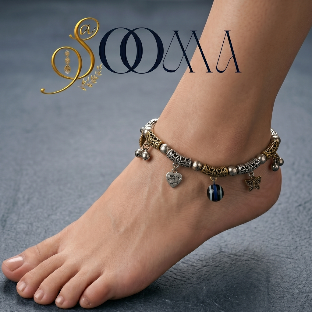 Adjustable Two-Tone Ankle Bracelet | Office Payal, AK00051