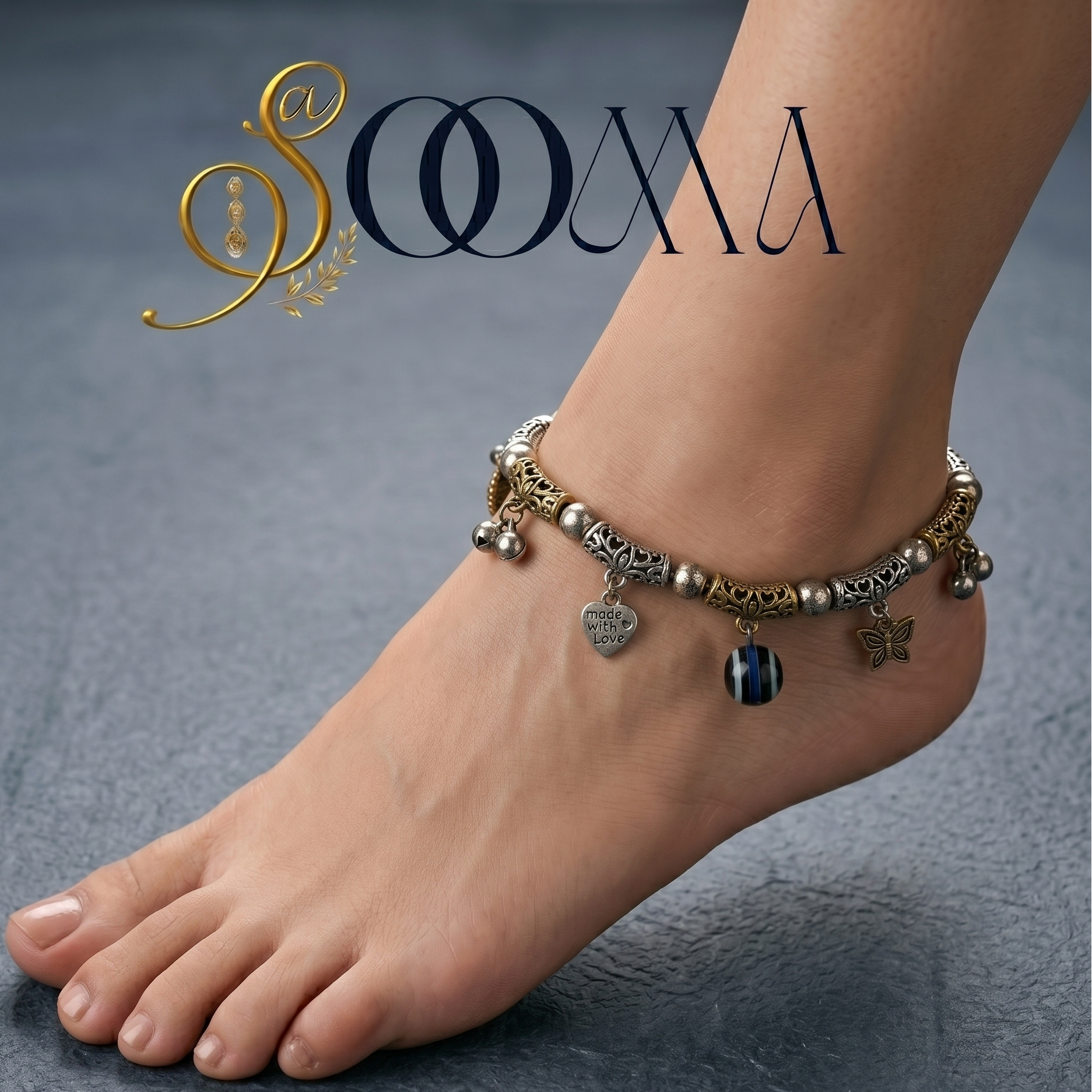Adjustable Two-Tone Ankle Bracelet | Office Payal, AK00051
