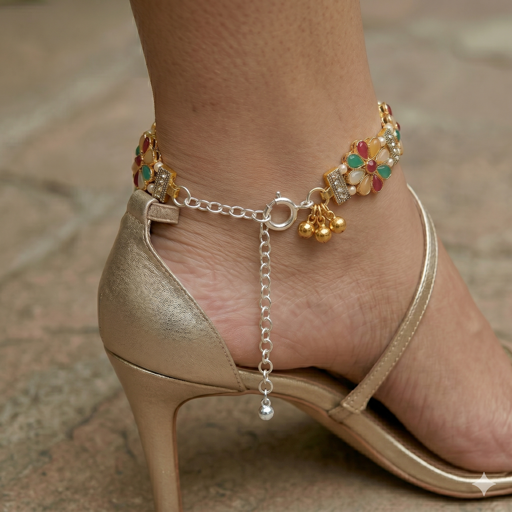 Adjustable Floral Ankle Band | Office Wear Payal, AK00053