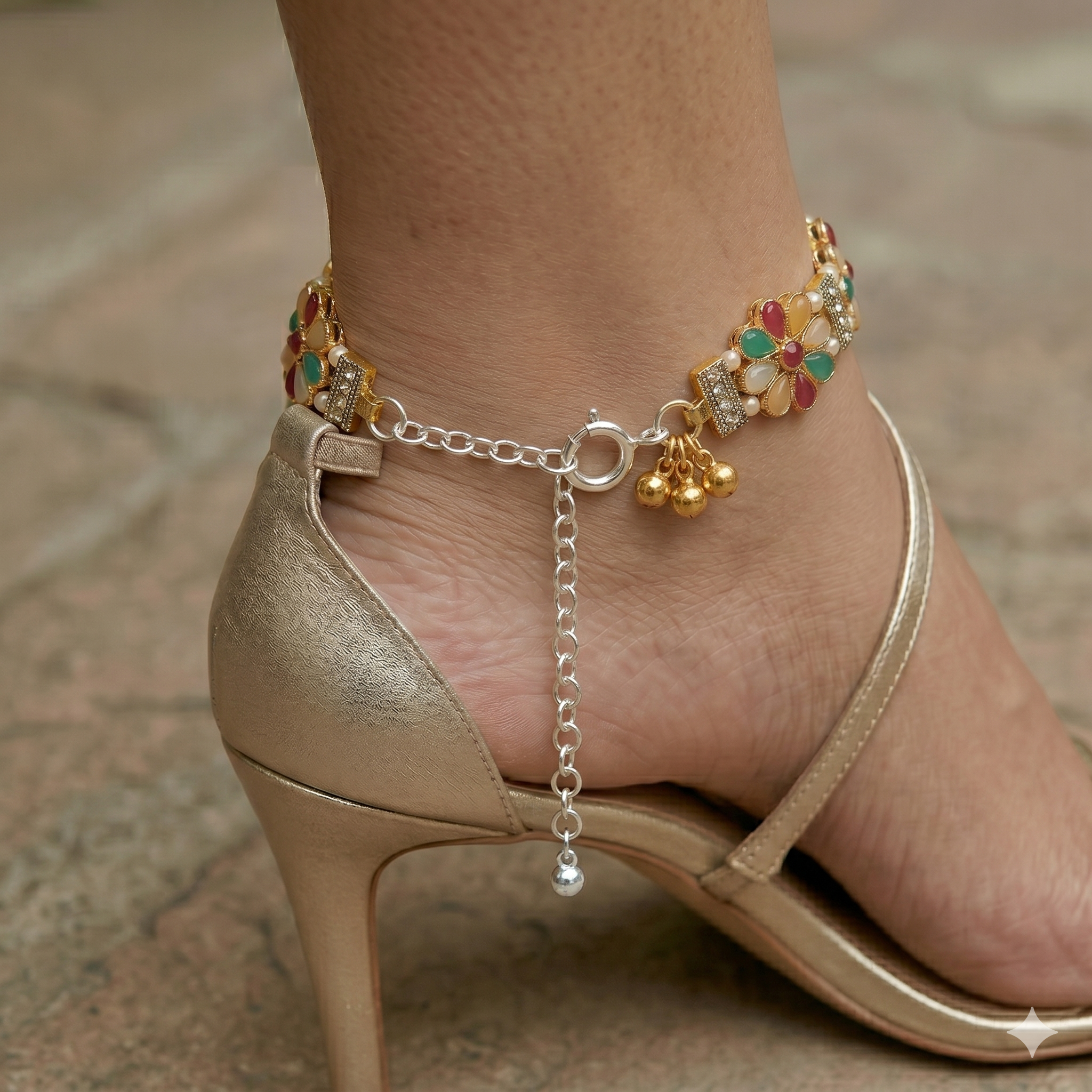 Adjustable Floral Ankle Band | Office Wear Payal, AK00053