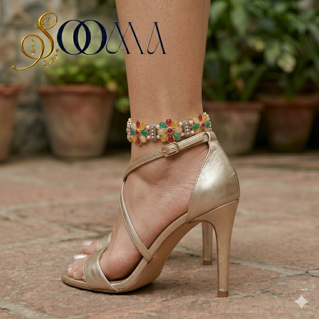Adjustable Floral Ankle Band | Office Wear Payal, AK00053
