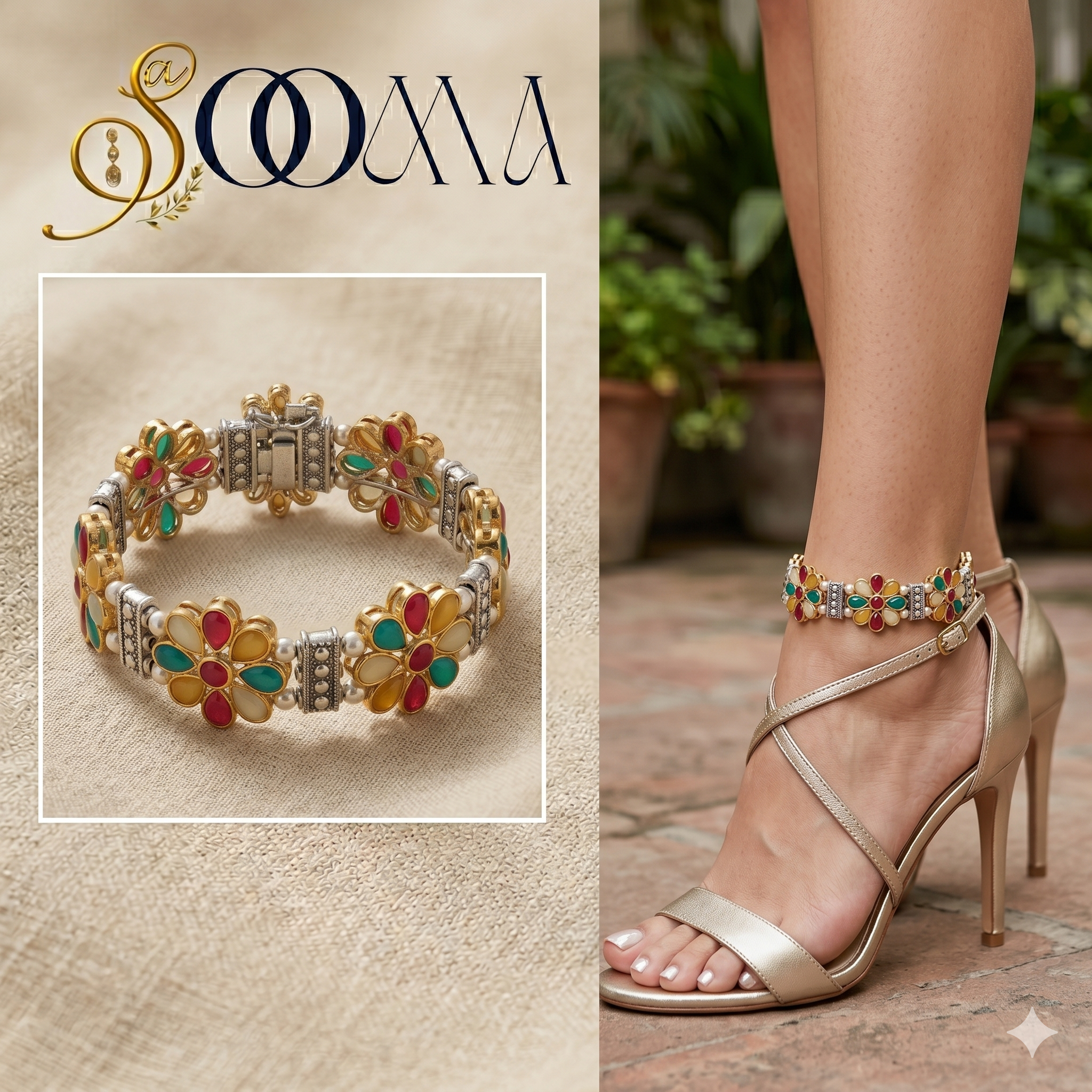 Adjustable Floral Ankle Band | Office Wear Payal, AK00053