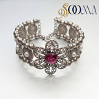 Elegant Silver Stone Kada Anklet - Perfect for the Modern Professional, AK00054