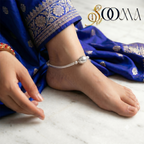 Oxidized silver daily wear ankle jewelry for professional outfits