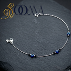 Delicate daily wear evil eye protection ankle jewelry close up