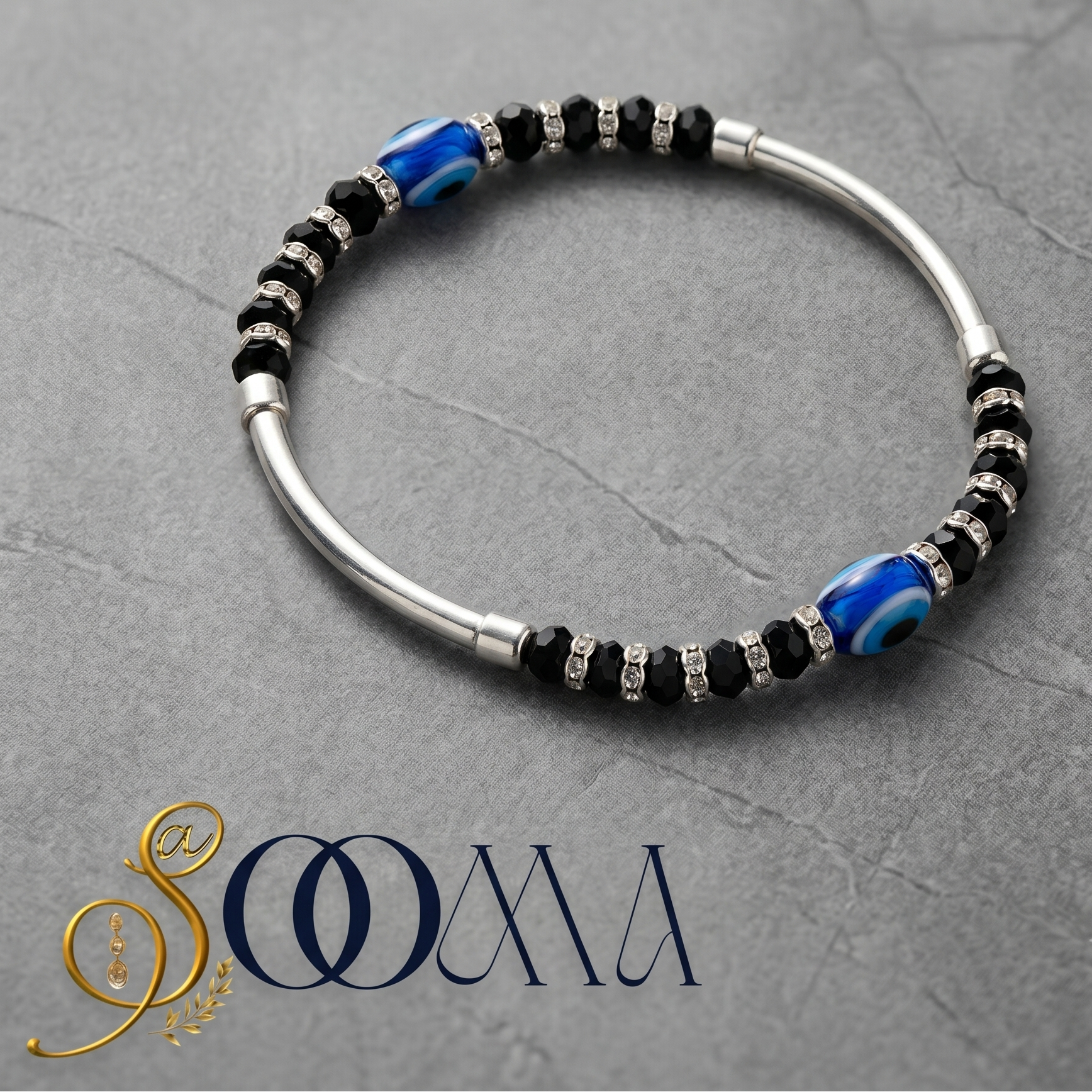 Sleek silver-toned protective evil eye ankle jewelry for professional outfits