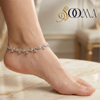 Designer white metal silver anklet for women