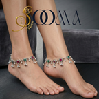 Intricate heart shape payal design with delicate soft-chiming ghungroos