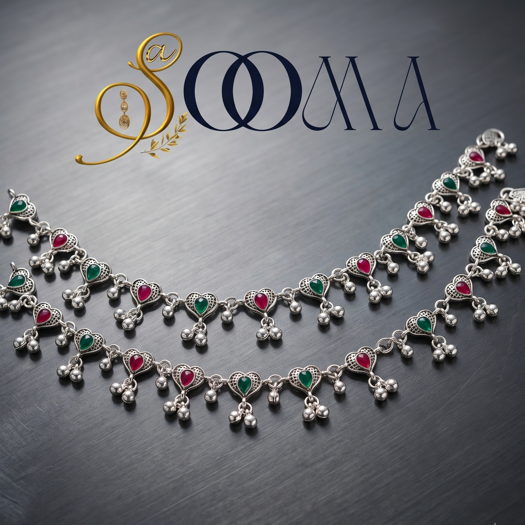 daily wear multicolor heart stone ankle jewelry close up