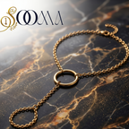 Minimalist modern foot harness chain in high-polish gold finish