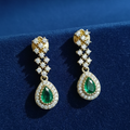 Elegant Green Ad Stone Partywear Drop Earrings for women, perfect for office or party.