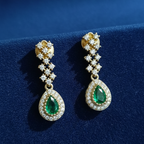 Elegant Green Ad Stone Partywear Drop Earrings for women, perfect for office or party.