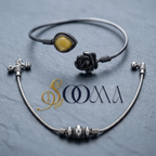 Rose Floral Anklet Kada Stacked with Snake Chain Metal Anklet
