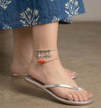 Layered Charm Anklet Stack | Adjustable Office Payal, AS 6 Red