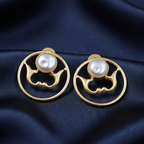Elegant gold-plated circle stone artificial earrings, perfect for office and everyday wear.