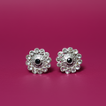 Oxidized Silver Kundan Stud Earrings | Daily Wear, OS00022