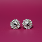 Oxidized Silver Kundan Stud Earrings | Daily Wear, OS00022