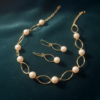 Elegant Contemporary Pearl Necklace set with matching earrings, perfect for office and festive wear.