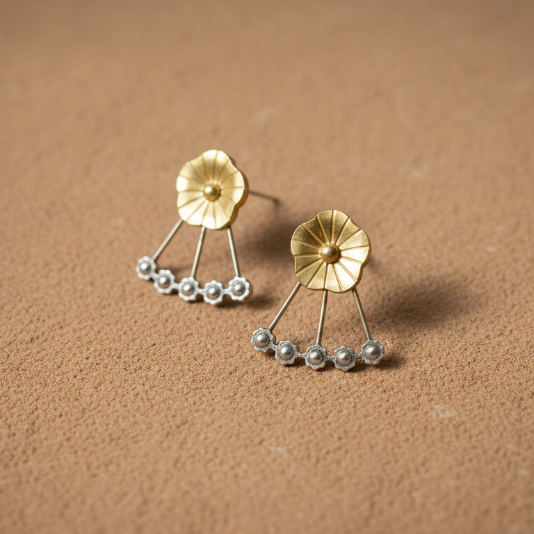 Lovely dual polish floral design earrings for women, perfect for office and weekend wear.