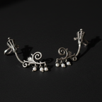 Oxidized silver earcuff for women, close-up view