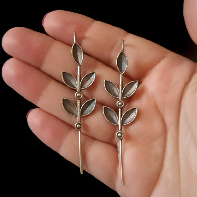 Oxidized Leaf Earcuffs - Elegant Office Wear | [SOOMA], EC00014
