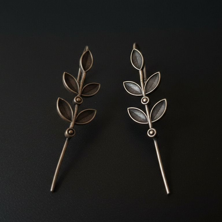 Oxidized Leaf Earcuffs - Elegant Office Wear | [SOOMA], EC00014