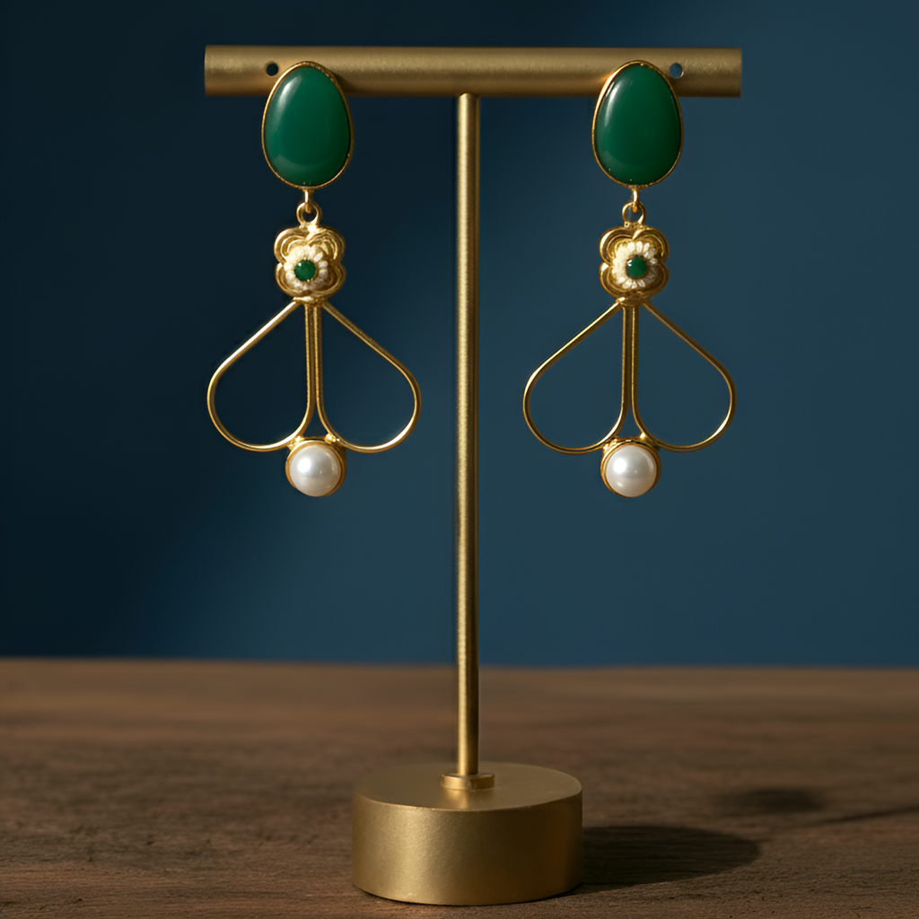 Elegant Evil Eye Green Dangle Earrings for Women, Statement Stone Earrings