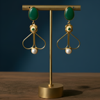 Elegant Evil Eye Green Dangle Earrings for Women, Statement Stone Earrings