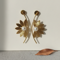 Beautiful gold floral statement earrings, office to weekend style