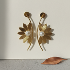 Beautiful gold floral statement earrings, office to weekend style