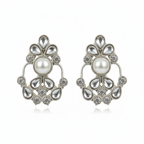 Pair of White Kundan Stud Earrings