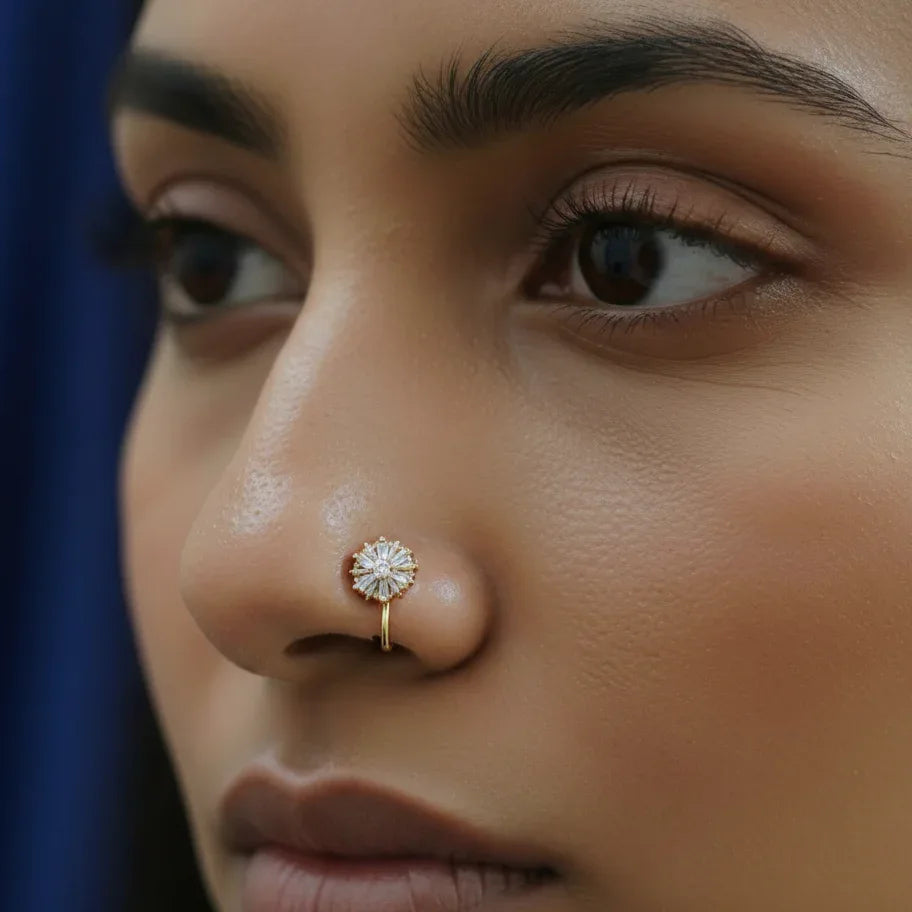 Elegant AD Stone Gold Nose Pin | [SOOMA], NP00004 - sooma