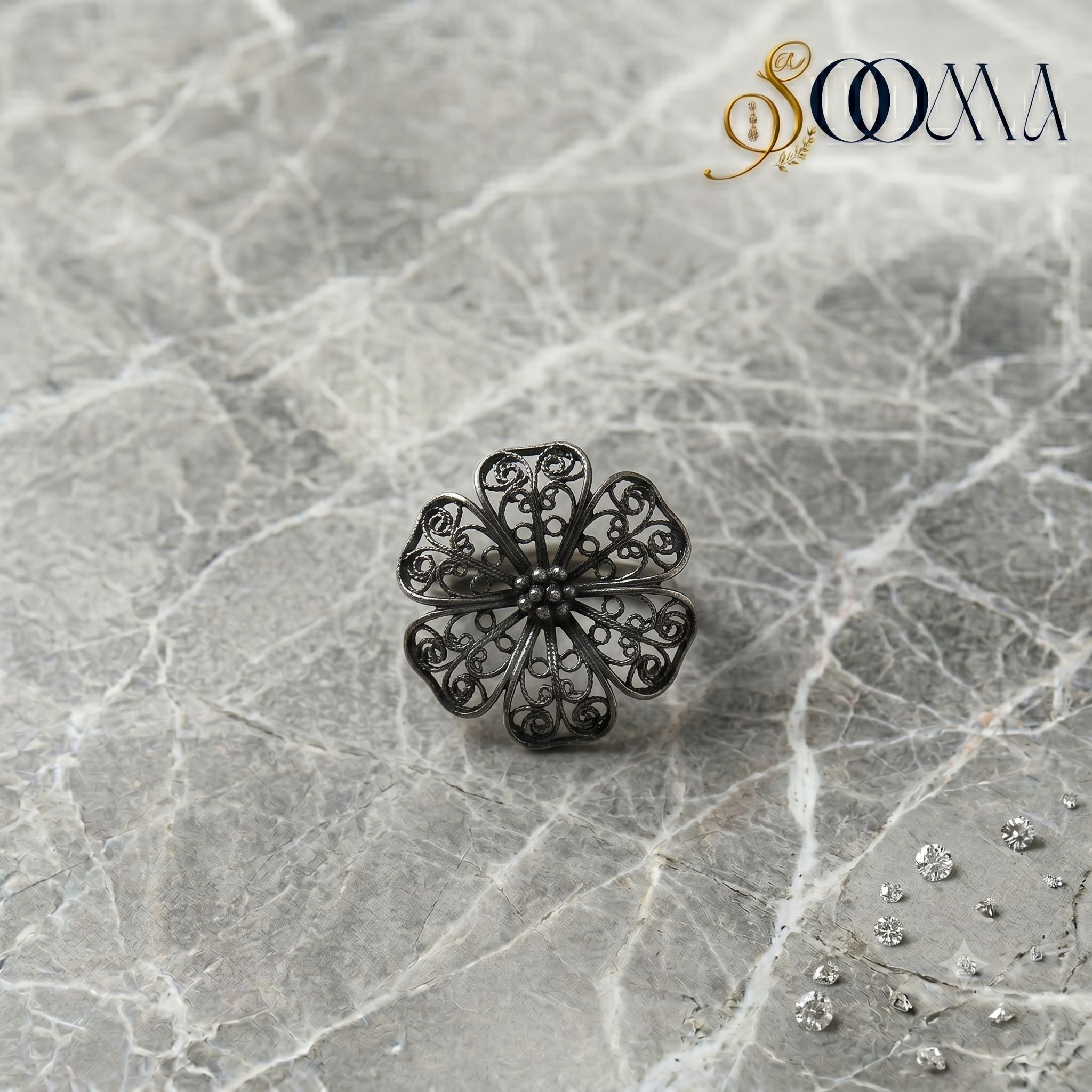 Top down view of a double band silver v-shaped layered toe ring set on an Indian foot with minimal shadow play