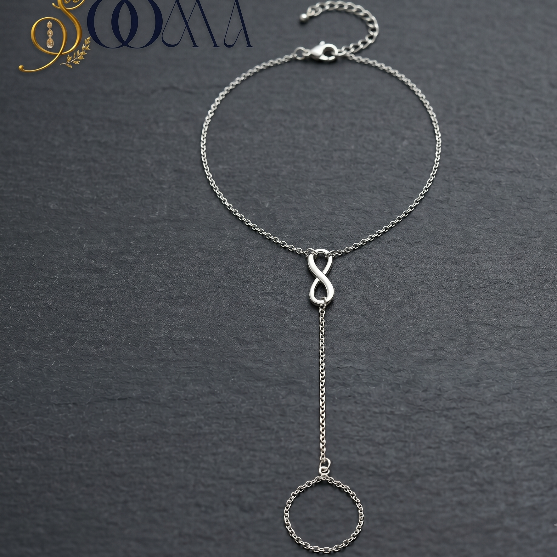 Minimalist silver infinity foot harness chain jewelry for women