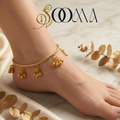 Kashmiri designer gold-toned rigid ankle kada with twisted rope design