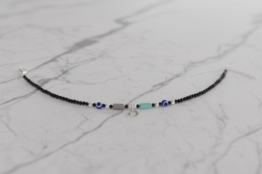 Black Nazaria Anklet for Women | Dailywear Payal, AK00013