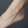 Minimalist Oxidized Silver Anklet for Daily Wear.