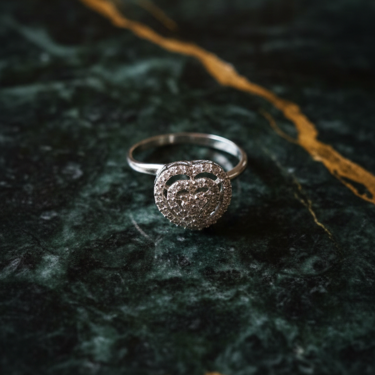 Silver AD Heart Ring