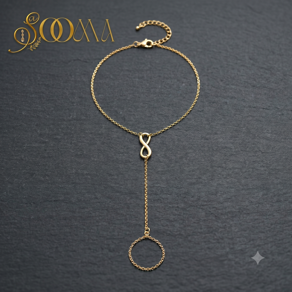 Golden Infinity Anklet | Minimal Toe Ankle Chain for Women, AK00075