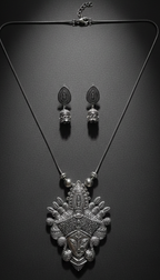 Maa Durga Antique Silver Pendant Set