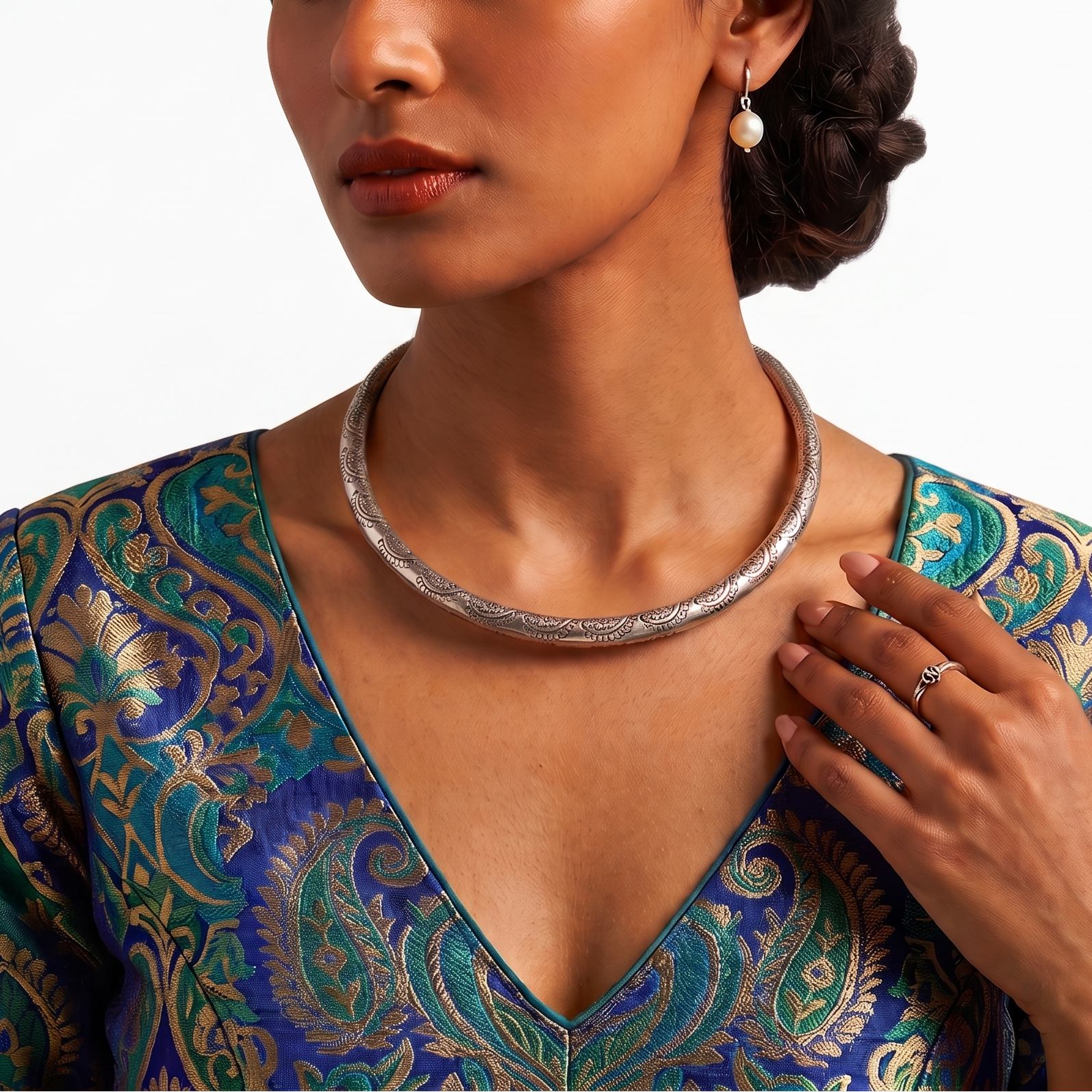 Oxidised Hasli Necklace | Traditional Statement Hasli for Office Use NK00001