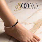 Black Bead Anklet for Office Wear | Adjustable Payal, AK00041